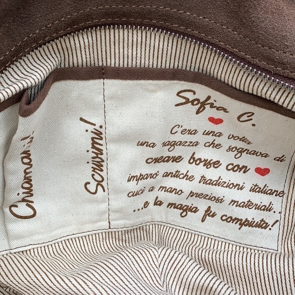 RARE Sofia C Red Suede Bucket Bag - Picture 6 of 16